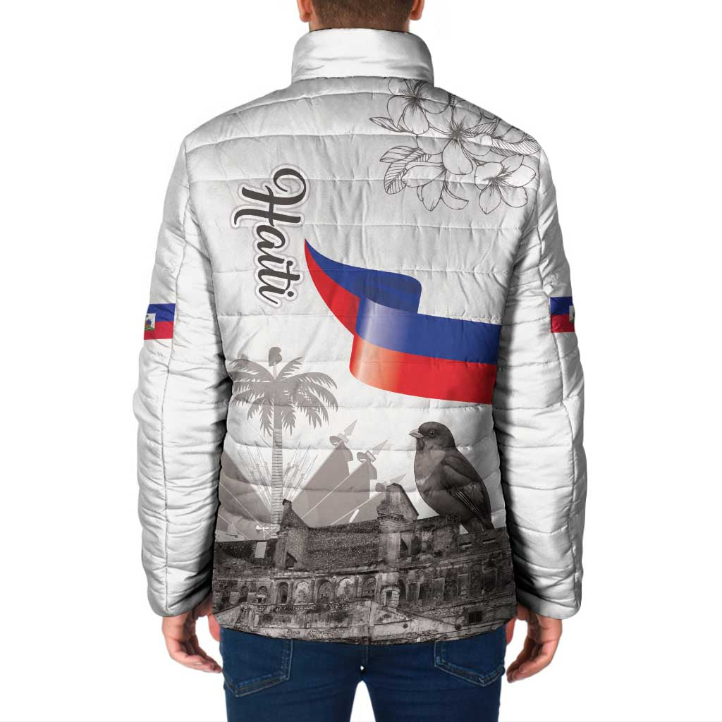 Haiti Citadelle Laferriere Padded Jacket Hispaniolan Trogon and Plumeria - Wonder Print Shop