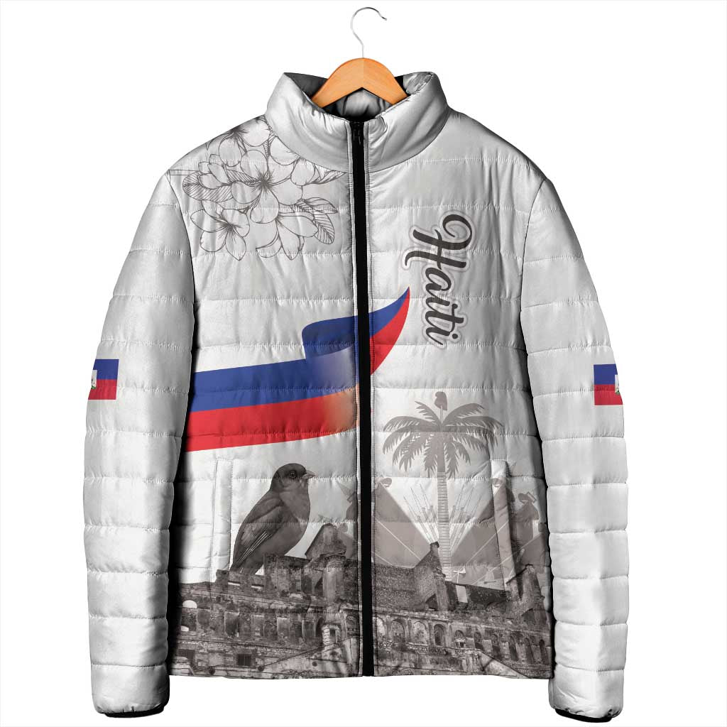 Haiti Citadelle Laferriere Padded Jacket Hispaniolan Trogon and Plumeria - Wonder Print Shop
