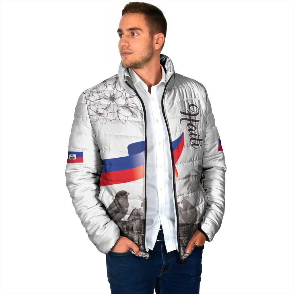Haiti Citadelle Laferriere Padded Jacket Hispaniolan Trogon and Plumeria - Wonder Print Shop