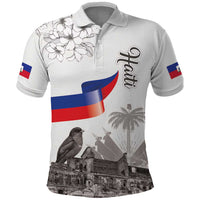 Haiti Citadelle Laferriere Polo Shirt Hispaniolan Trogon and Plumeria - Wonder Print Shop