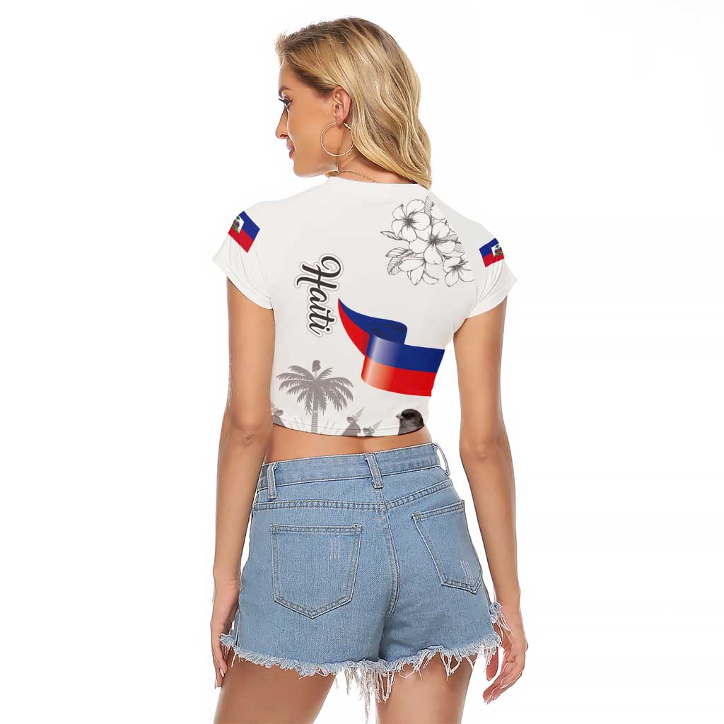 Haiti Citadelle Laferriere Raglan Cropped T Shirt Hispaniolan Trogon and Plumeria - Wonder Print Shop