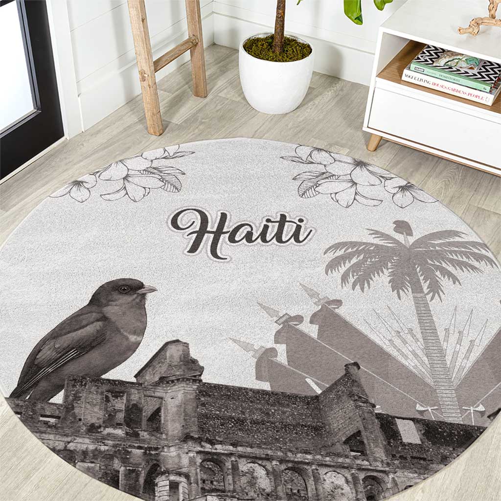 Haiti Citadelle Laferriere Round Carpet Hispaniolan Trogon and Plumeria - Wonder Print Shop