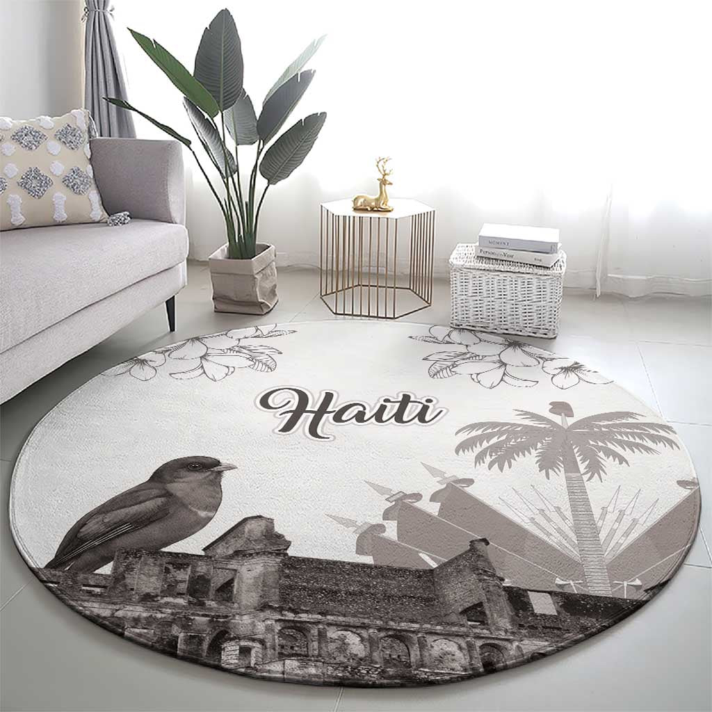 Haiti Citadelle Laferriere Round Carpet Hispaniolan Trogon and Plumeria - Wonder Print Shop