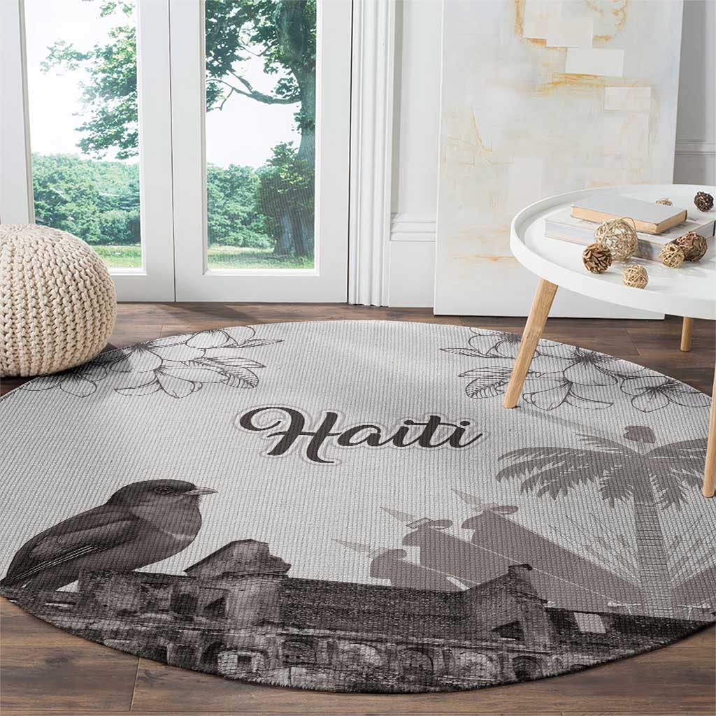Haiti Citadelle Laferriere Round Carpet Hispaniolan Trogon and Plumeria - Wonder Print Shop
