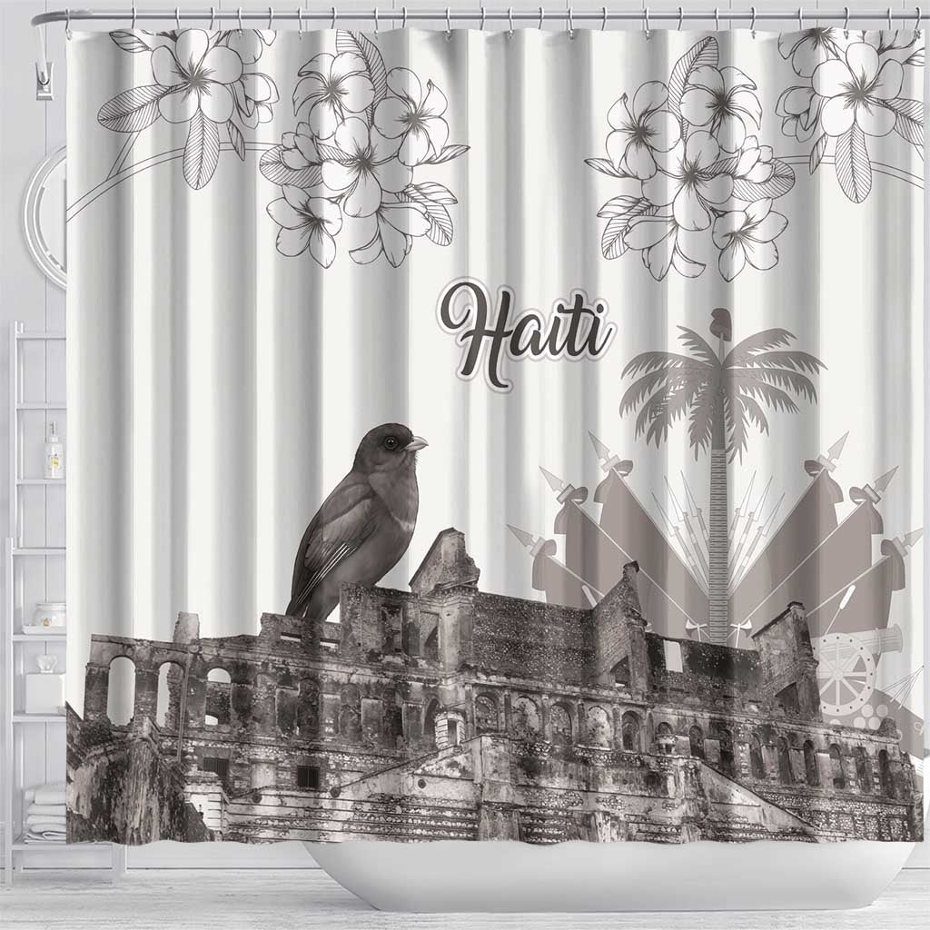 Haiti Citadelle Laferriere Shower Curtain Hispaniolan Trogon and Plumeria - Wonder Print Shop