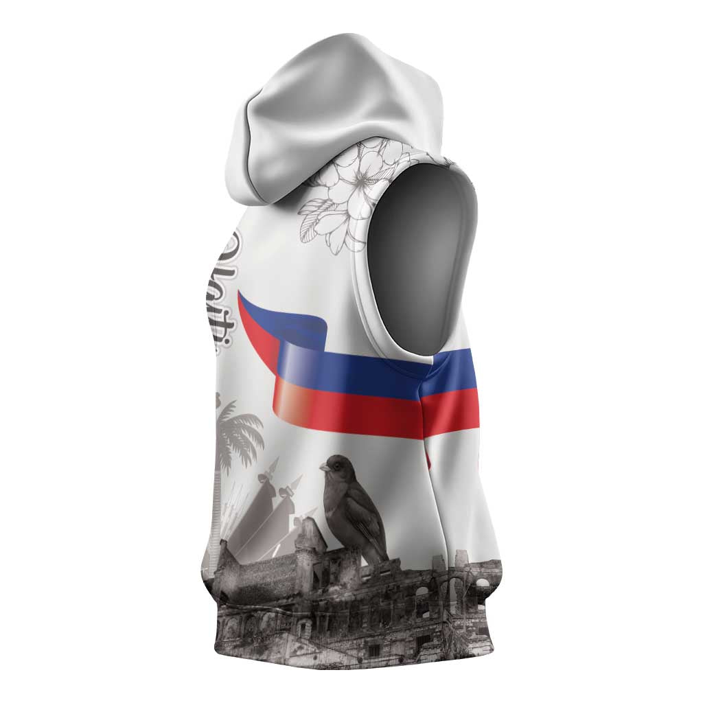 Haiti Citadelle Laferriere Sleeveless Hoodie Hispaniolan Trogon and Plumeria - Wonder Print Shop