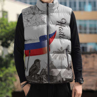 Haiti Citadelle Laferriere Sleeveless Puffer Jacket Hispaniolan Trogon and Plumeria - Wonder Print Shop