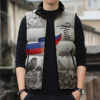 Haiti Citadelle Laferriere Sleeveless Puffer Jacket Hispaniolan Trogon and Plumeria - Wonder Print Shop