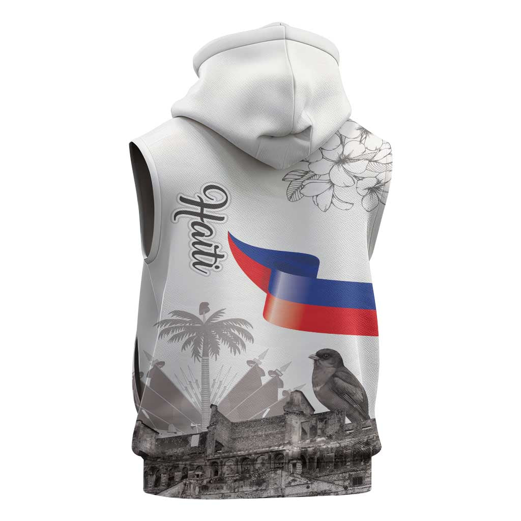 Haiti Citadelle Laferriere Sleeveless Zip Hoodie Hispaniolan Trogon and Plumeria - Wonder Print Shop