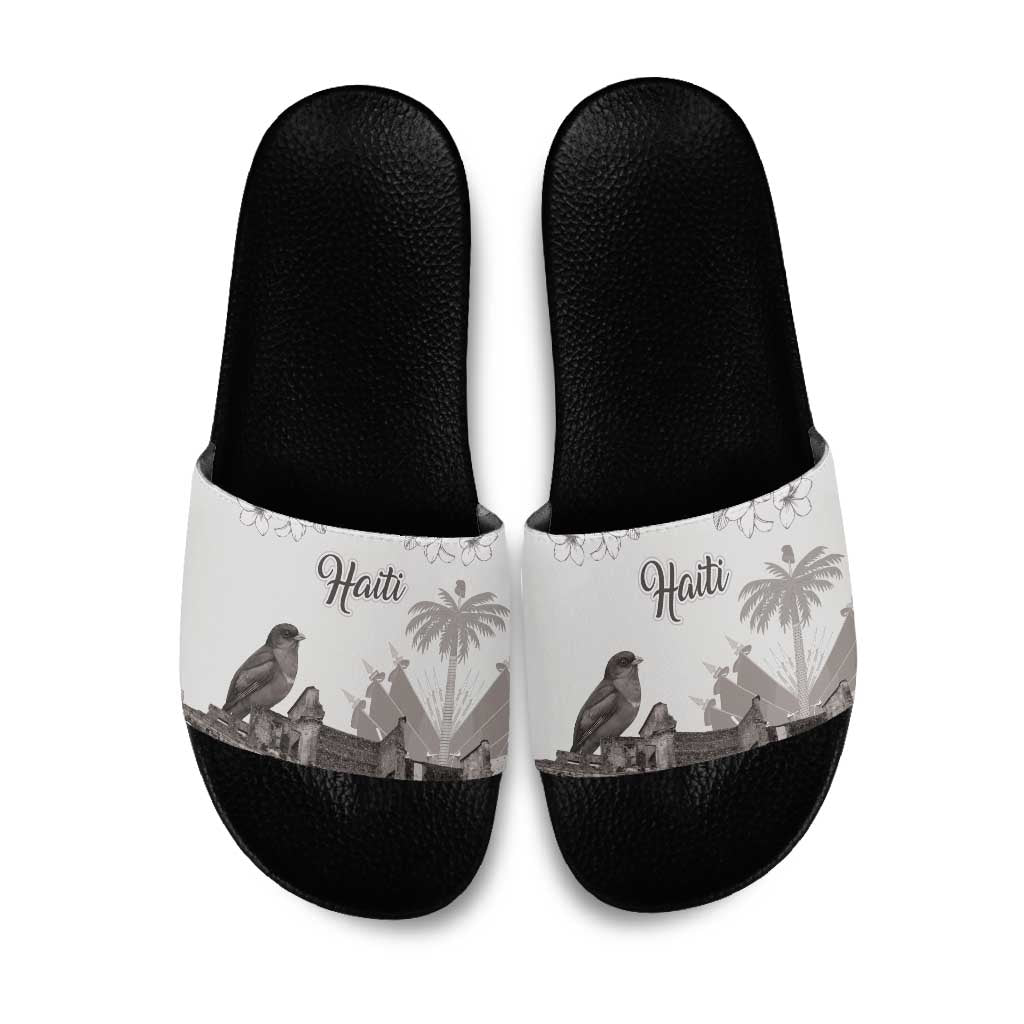 Haiti Citadelle Laferriere Slide Sandals Hispaniolan Trogon and Plumeria - Wonder Print Shop