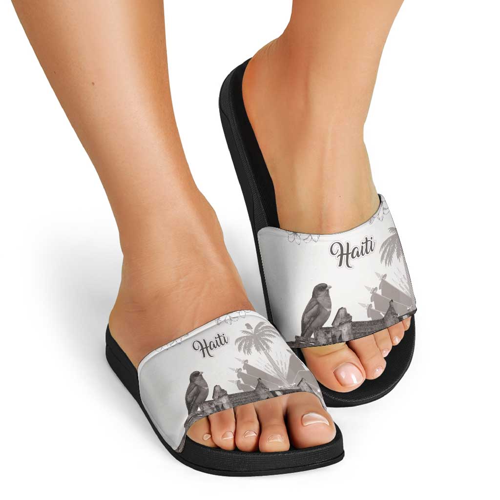 Haiti Citadelle Laferriere Slide Sandals Hispaniolan Trogon and Plumeria - Wonder Print Shop