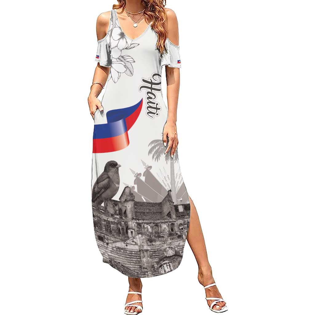 Haiti Citadelle Laferriere Summer Maxi Dress Hispaniolan Trogon and Plumeria - Wonder Print Shop