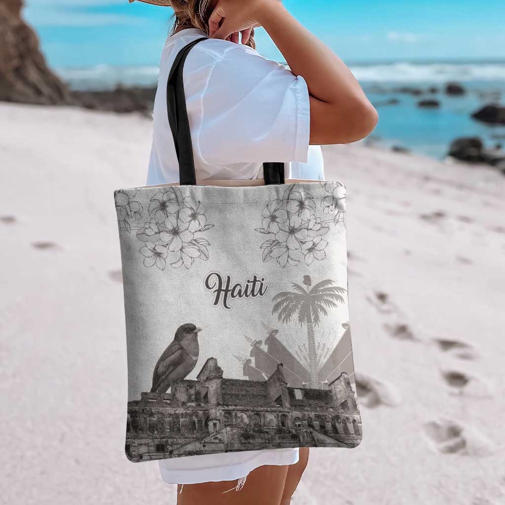 Haiti Citadelle Laferriere Tote Bag Hispaniolan Trogon and Plumeria - Wonder Print Shop