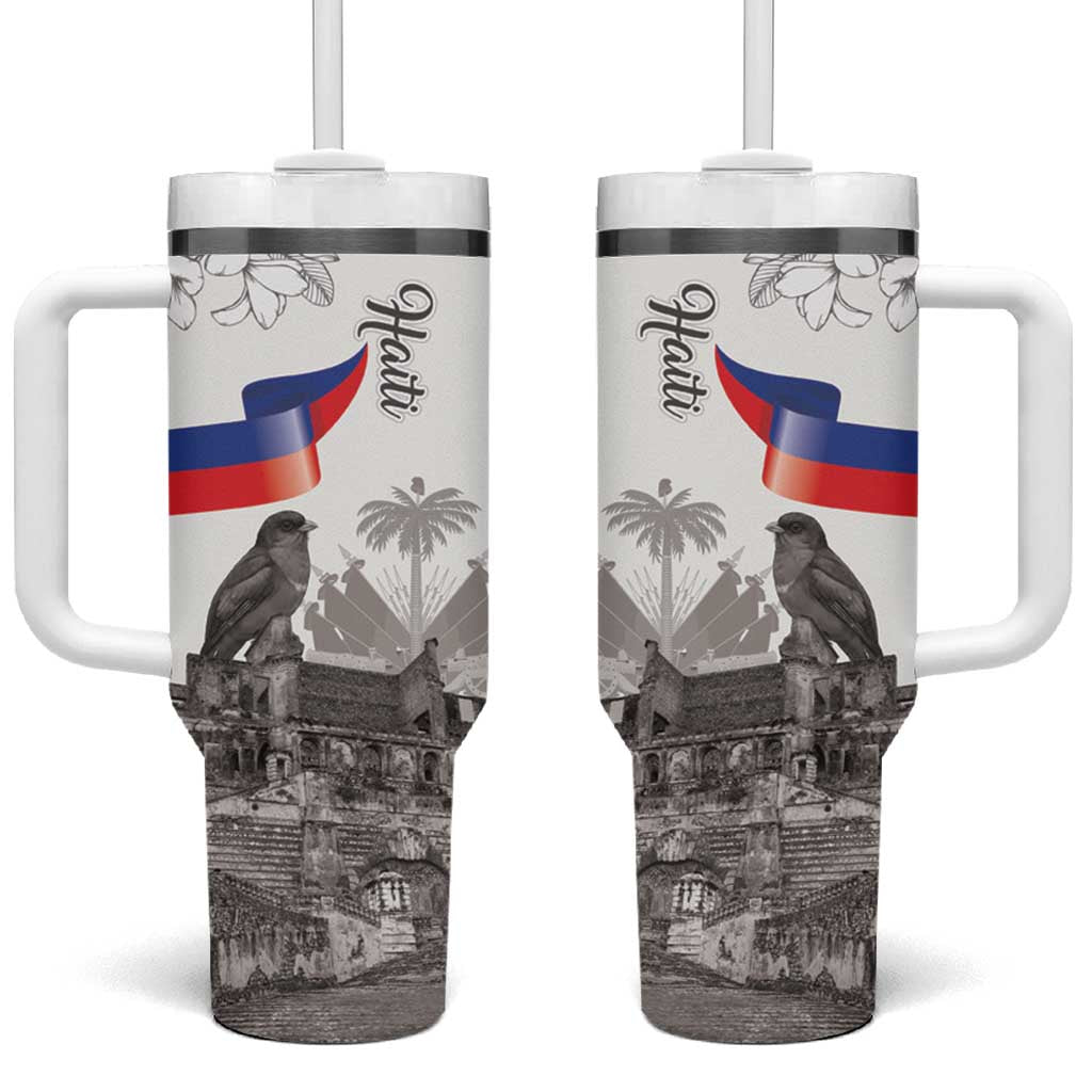 Haiti Citadelle Laferriere Tumbler With Handle Hispaniolan Trogon and Plumeria - Wonder Print Shop