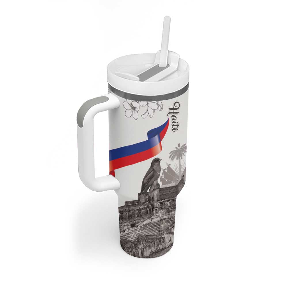 Haiti Citadelle Laferriere Tumbler With Handle Hispaniolan Trogon and Plumeria - Wonder Print Shop