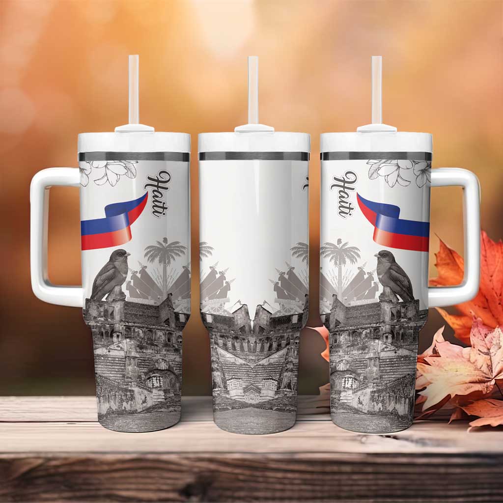 Haiti Citadelle Laferriere Tumbler With Handle Hispaniolan Trogon and Plumeria - Wonder Print Shop