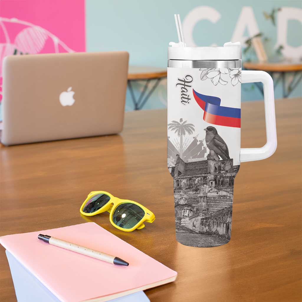 Haiti Citadelle Laferriere Tumbler With Handle Hispaniolan Trogon and Plumeria - Wonder Print Shop