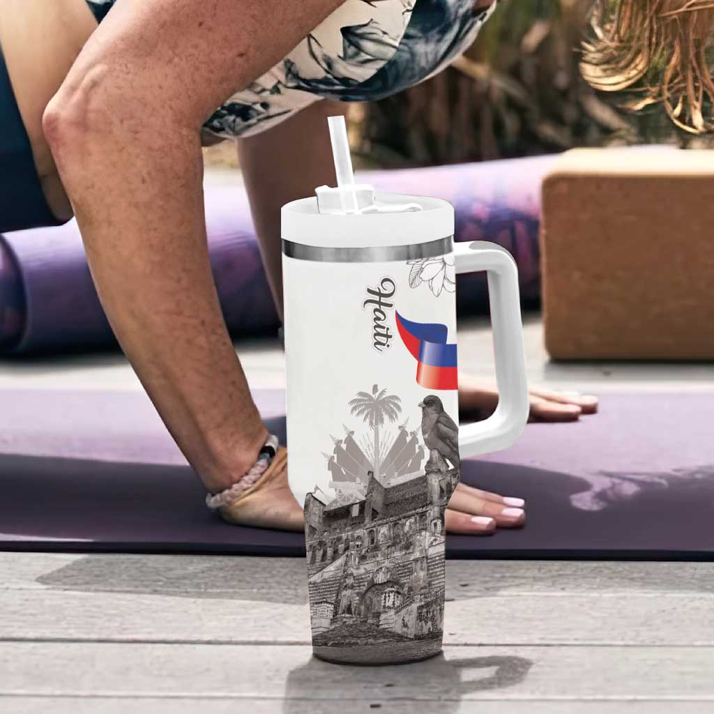 Haiti Citadelle Laferriere Tumbler With Handle Hispaniolan Trogon and Plumeria - Wonder Print Shop