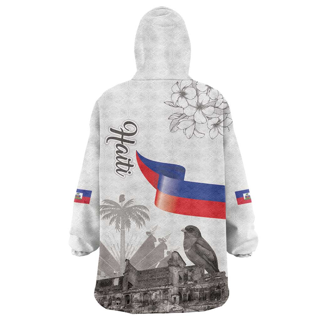 Haiti Citadelle Laferriere Wearable Blanket Hoodie Hispaniolan Trogon and Plumeria - Wonder Print Shop
