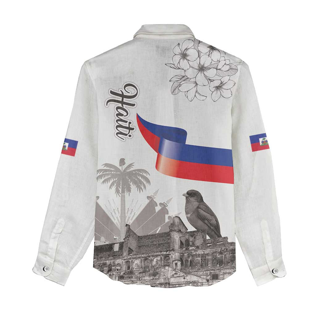 Haiti Citadelle Laferriere Women Casual Shirt Hispaniolan Trogon and Plumeria - Wonder Print Shop