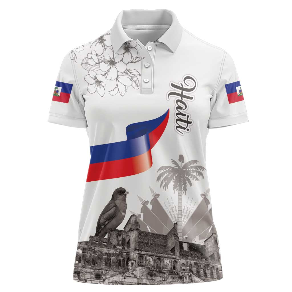 Haiti Citadelle Laferriere Women Polo Shirt Hispaniolan Trogon and Plumeria - Wonder Print Shop