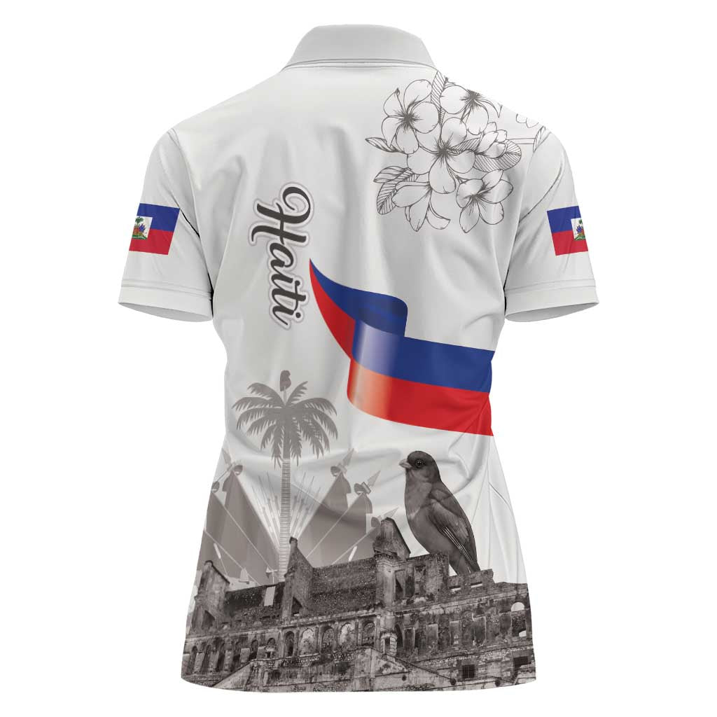 Haiti Citadelle Laferriere Women Polo Shirt Hispaniolan Trogon and Plumeria - Wonder Print Shop