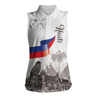 Haiti Citadelle Laferriere Women Sleeveless Polo Shirt Hispaniolan Trogon and Plumeria - Wonder Print Shop