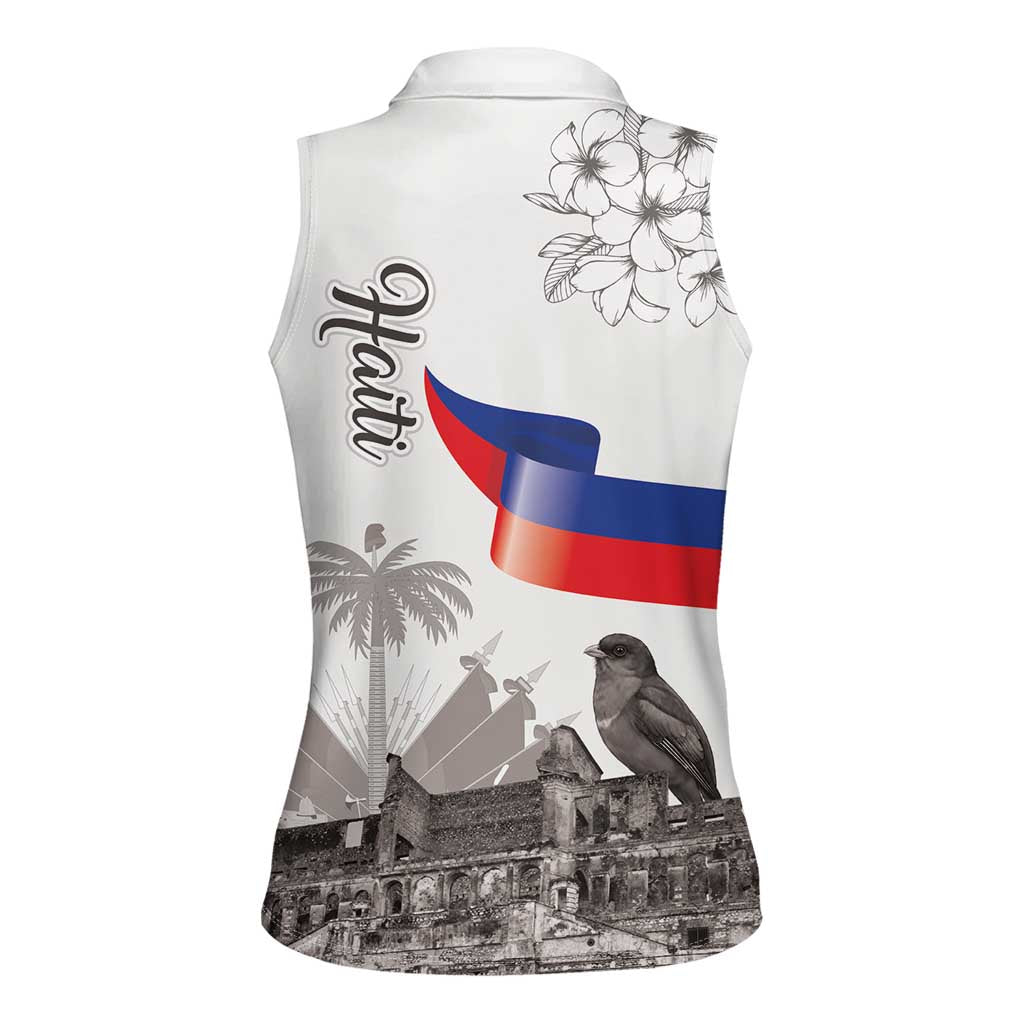 Haiti Citadelle Laferriere Women Sleeveless Polo Shirt Hispaniolan Trogon and Plumeria - Wonder Print Shop