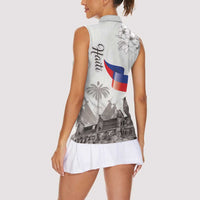 Haiti Citadelle Laferriere Women Sleeveless Polo Shirt Hispaniolan Trogon and Plumeria - Wonder Print Shop