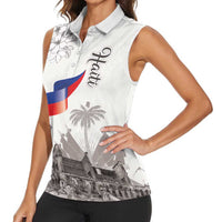 Haiti Citadelle Laferriere Women Sleeveless Polo Shirt Hispaniolan Trogon and Plumeria - Wonder Print Shop