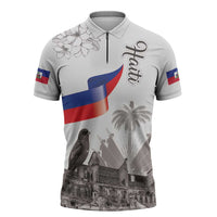 Haiti Citadelle Laferriere Zipper Polo Shirt Hispaniolan Trogon and Plumeria - Wonder Print Shop