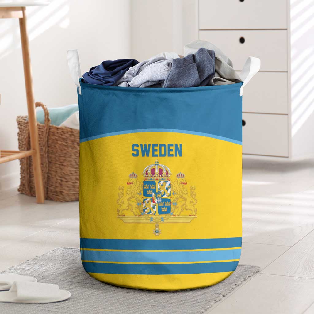 Sweden Ice Hockey Laundry Basket Swedish Coat of Arms Design