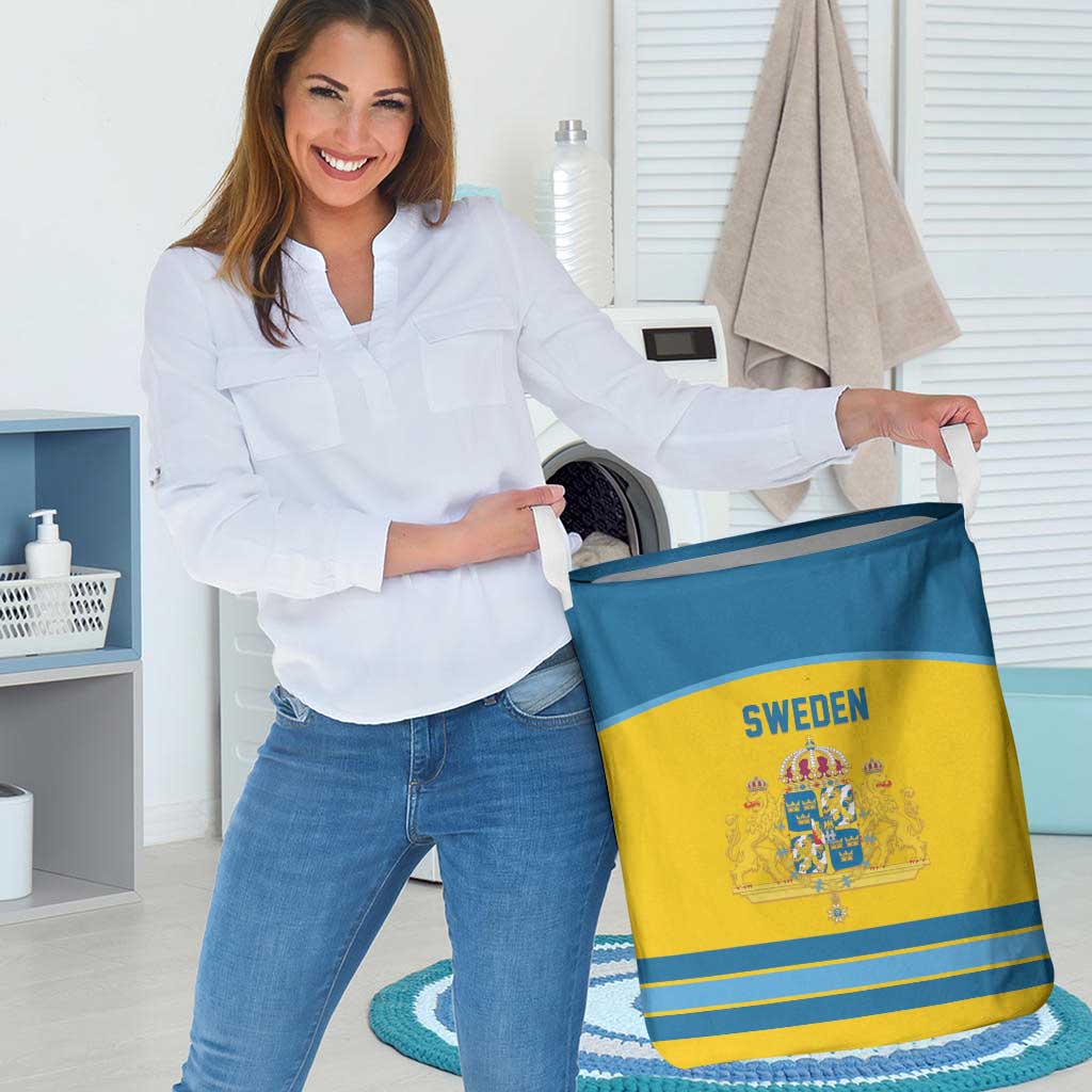 Sweden Ice Hockey Laundry Basket Swedish Coat of Arms Design