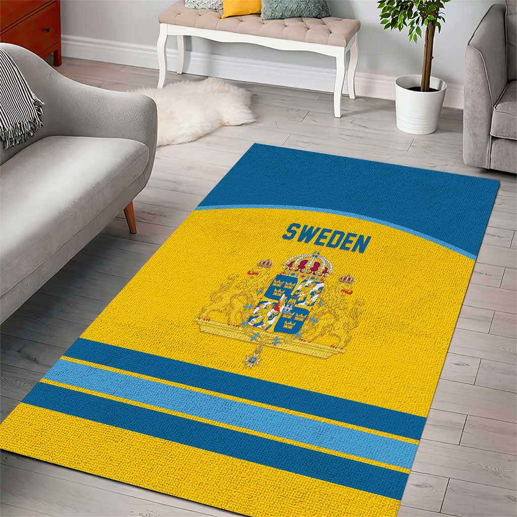 Sweden Ice Hockey Area Rug Swedish Coat of Arms Design