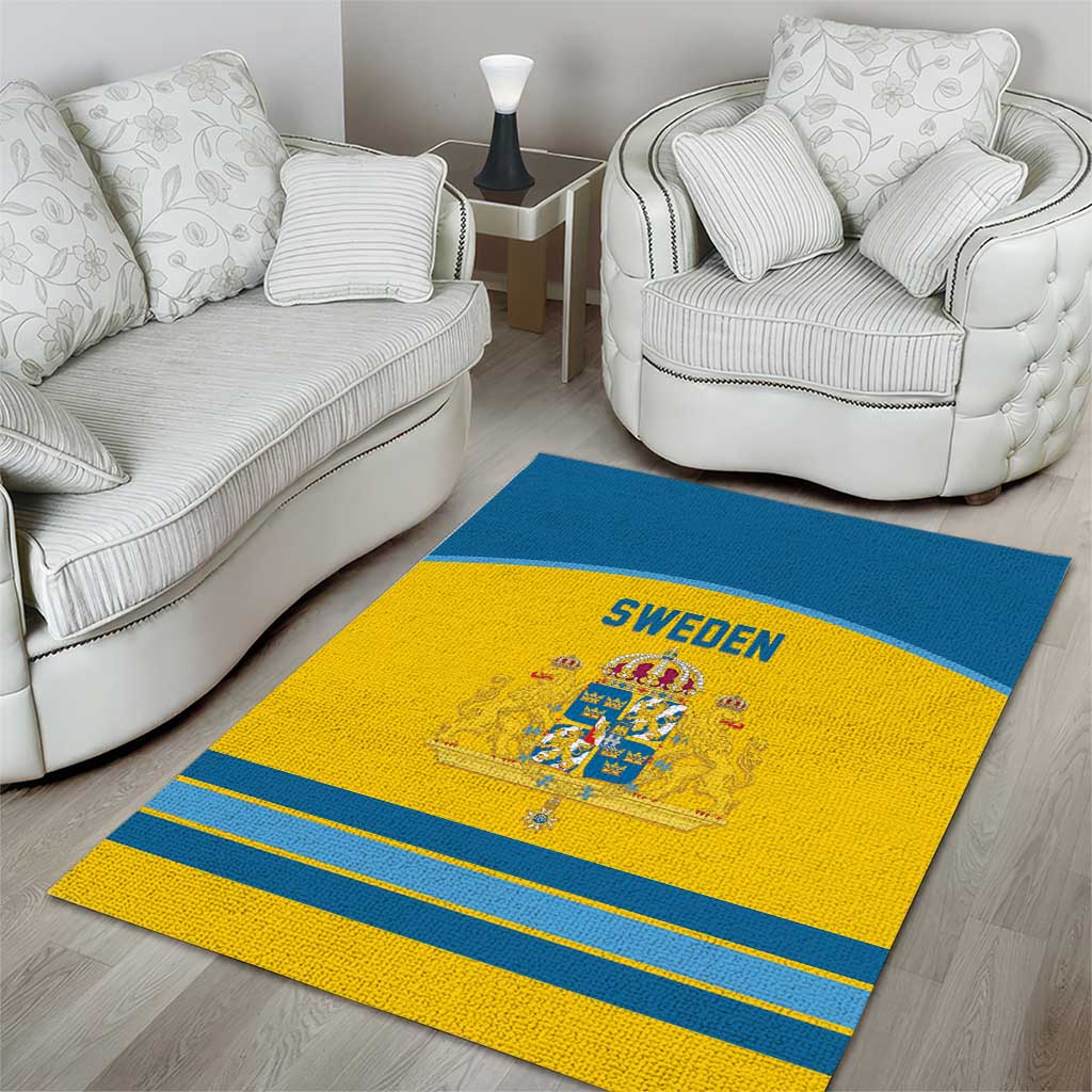 Sweden Ice Hockey Area Rug Swedish Coat of Arms Design