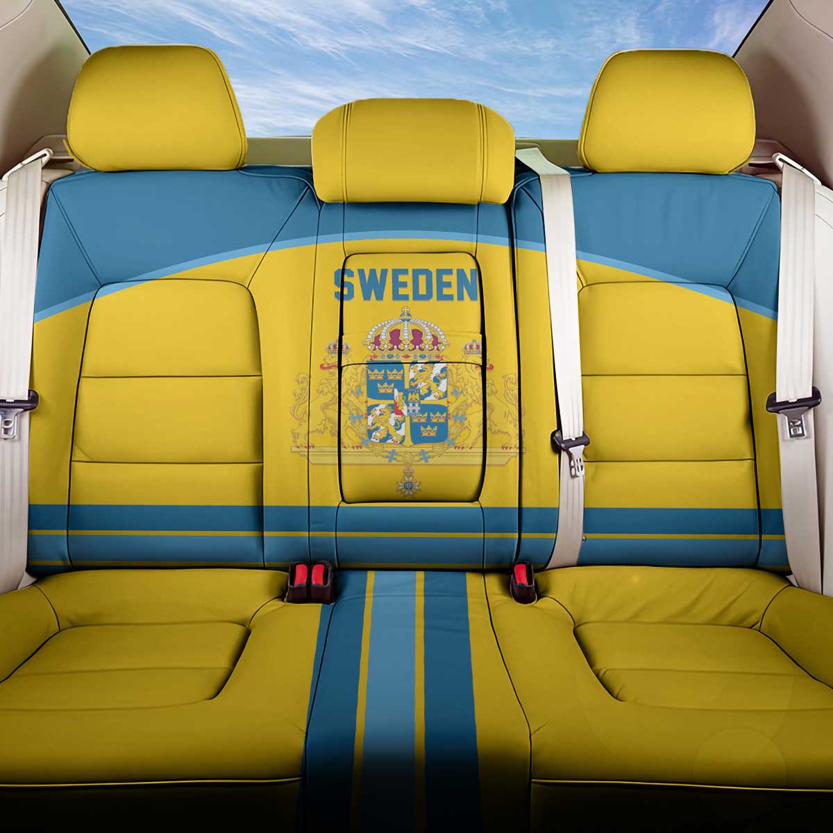 Sweden Ice Hockey Back Car Seat Cover Swedish Coat of Arms Design