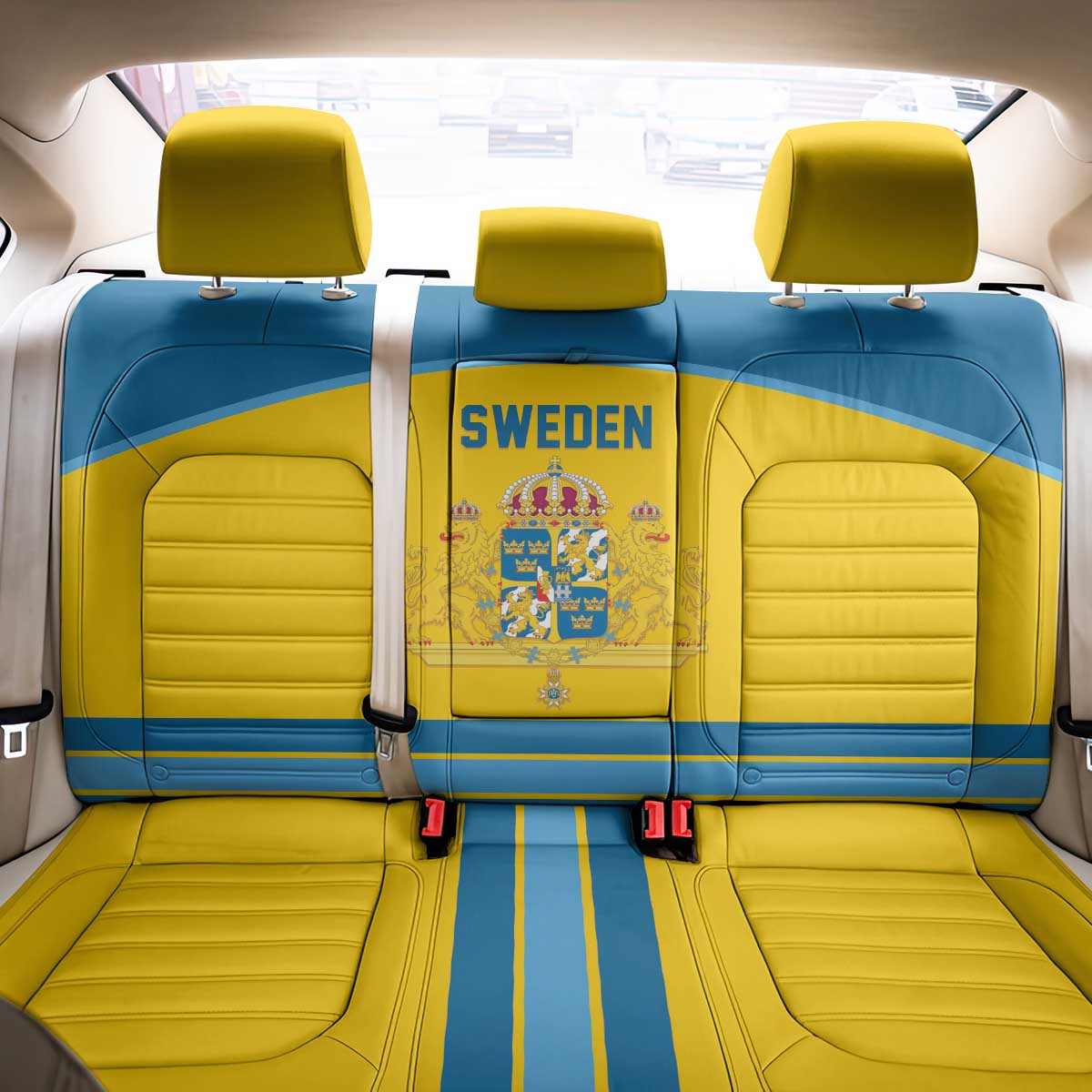 Sweden Ice Hockey Back Car Seat Cover Swedish Coat of Arms Design