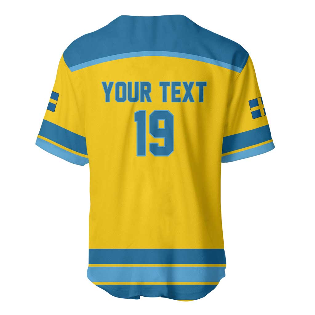 Sweden Ice Hockey Custom Baseball Jersey Swedish Coat of Arms Design