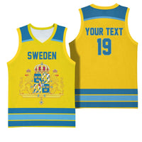 Sweden Ice Hockey Custom Basketball Jersey Swedish Coat of Arms Design