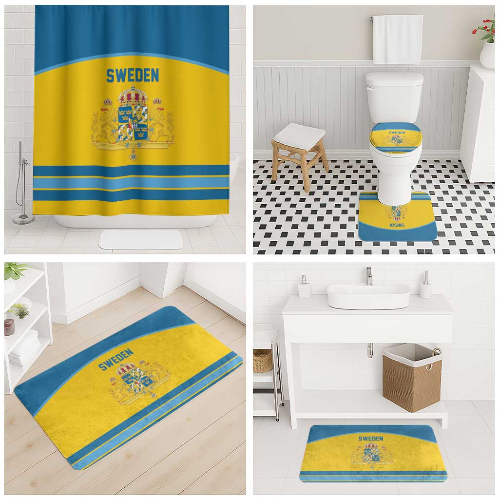 Sweden Ice Hockey Bathroom Set Swedish Coat of Arms Design
