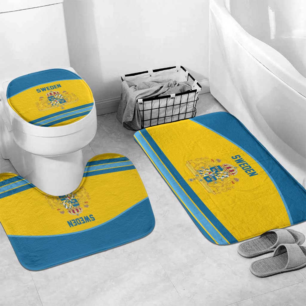Sweden Ice Hockey Bathroom Set Swedish Coat of Arms Design