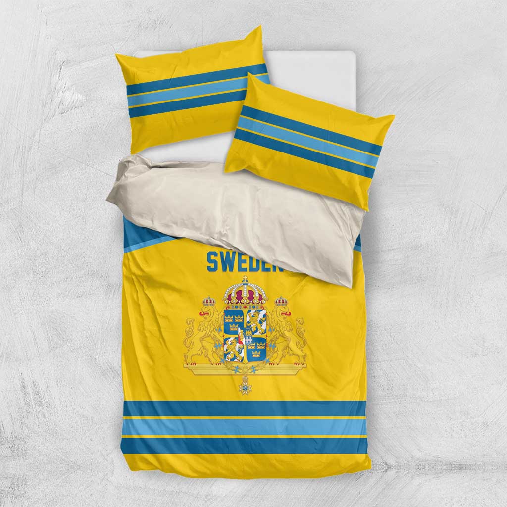 Sweden Ice Hockey Bedding Set Swedish Coat of Arms Design