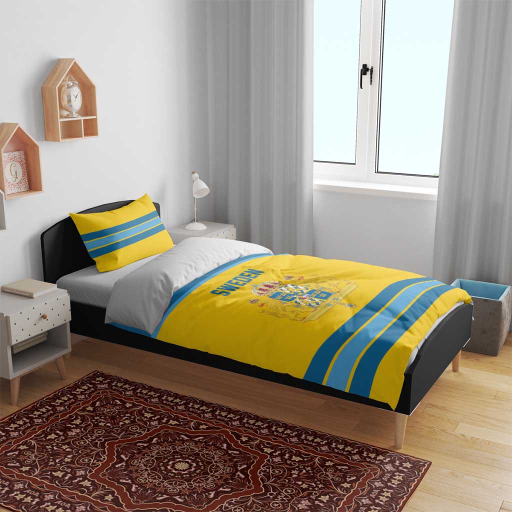 Sweden Ice Hockey Bedding Set Swedish Coat of Arms Design