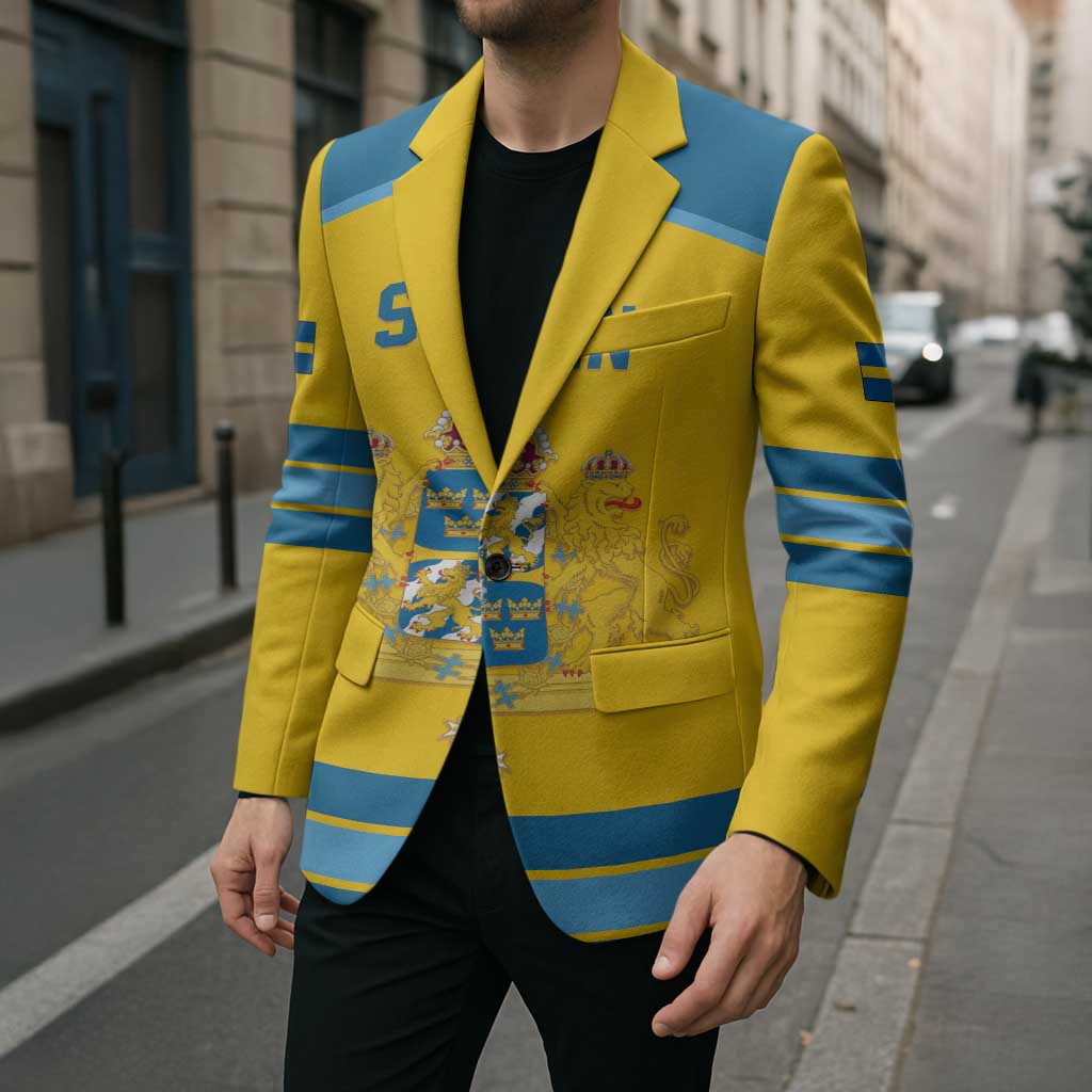 Sweden Ice Hockey Custom Blazer Swedish Coat of Arms Design