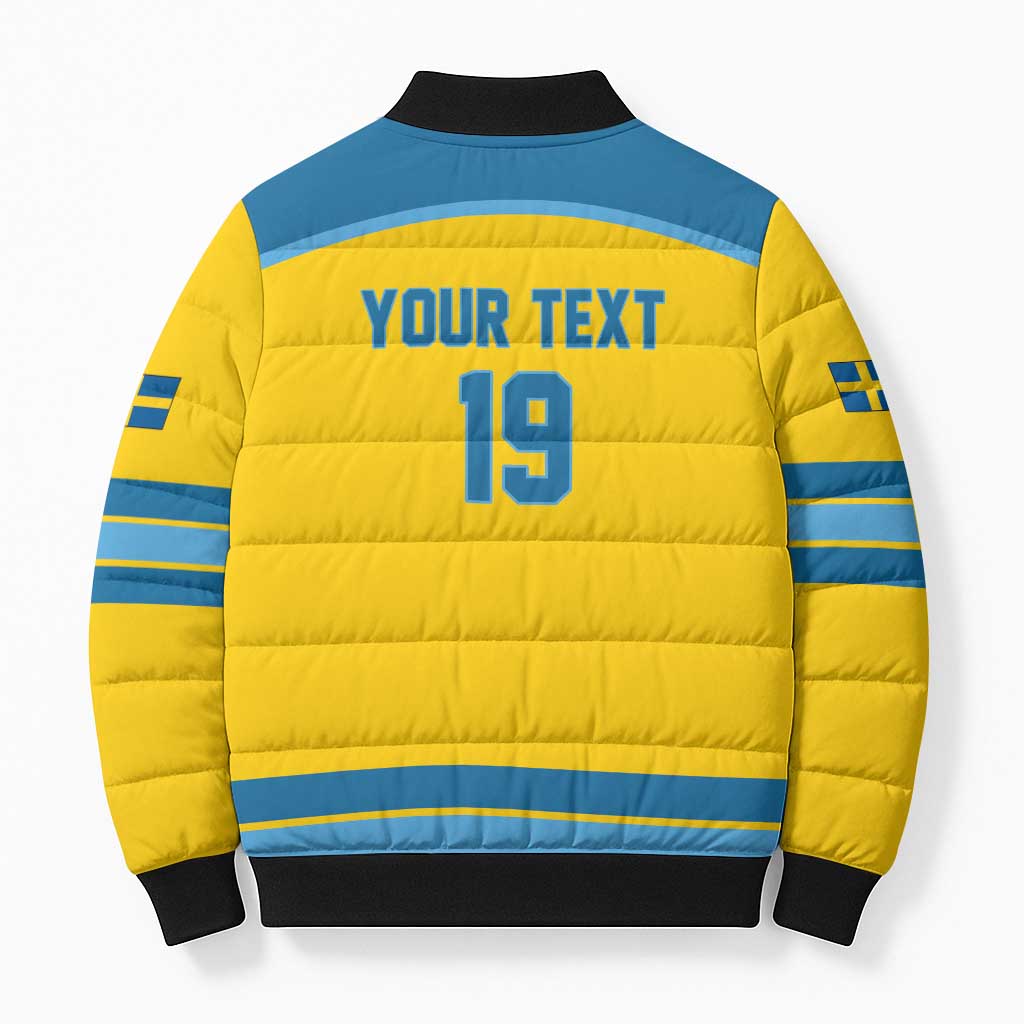 Sweden Ice Hockey Custom Bomber Puffer Jacket Swedish Coat of Arms Design