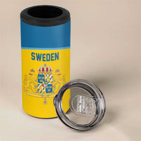 Sweden Ice Hockey Custom 4 in 1 Can Cooler Tumbler Swedish Coat of Arms Design