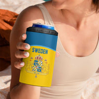 Sweden Ice Hockey Custom 4 in 1 Can Cooler Tumbler Swedish Coat of Arms Design