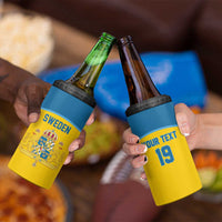 Sweden Ice Hockey Custom 4 in 1 Can Cooler Tumbler Swedish Coat of Arms Design
