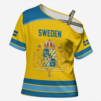 Sweden Ice Hockey Custom Cross Shoulder Shirt Swedish Coat of Arms Design