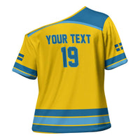Sweden Ice Hockey Custom Cross Shoulder Shirt Swedish Coat of Arms Design